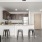 kitchen with bar stools near counter