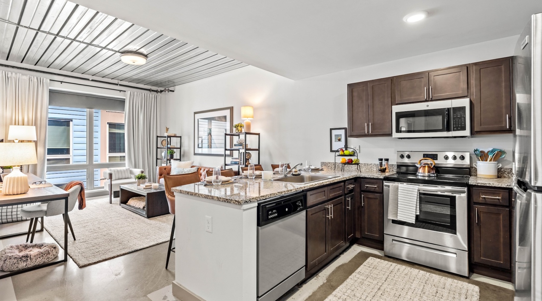 Well-lit kitchen with ample counter space