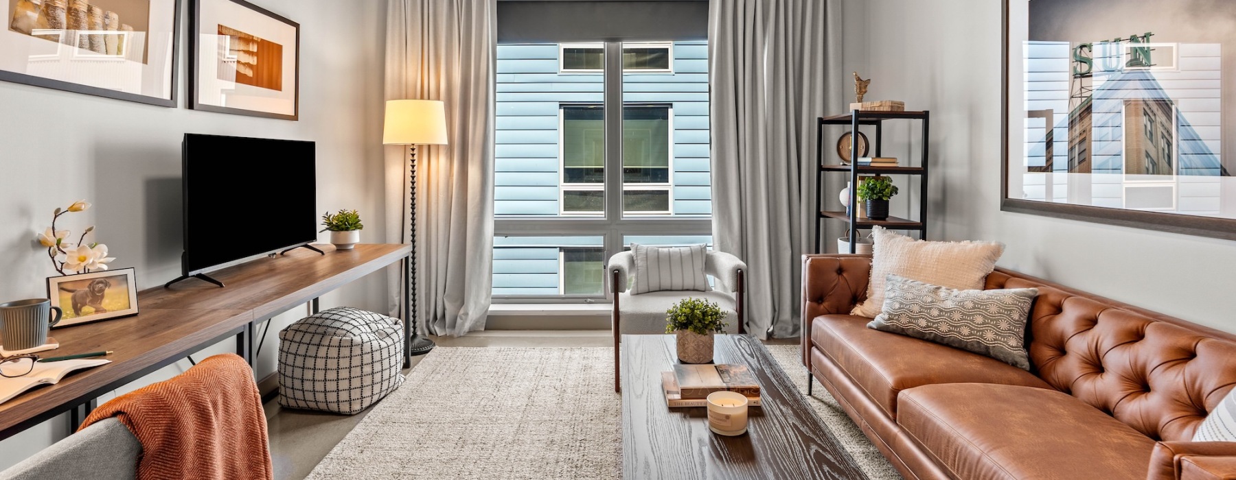 Open space living area with natural lighting