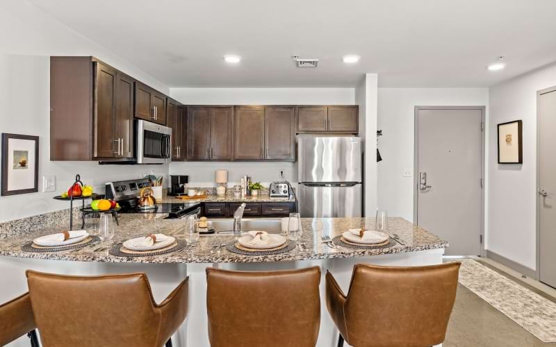Well-lit kitchen with ample counter space